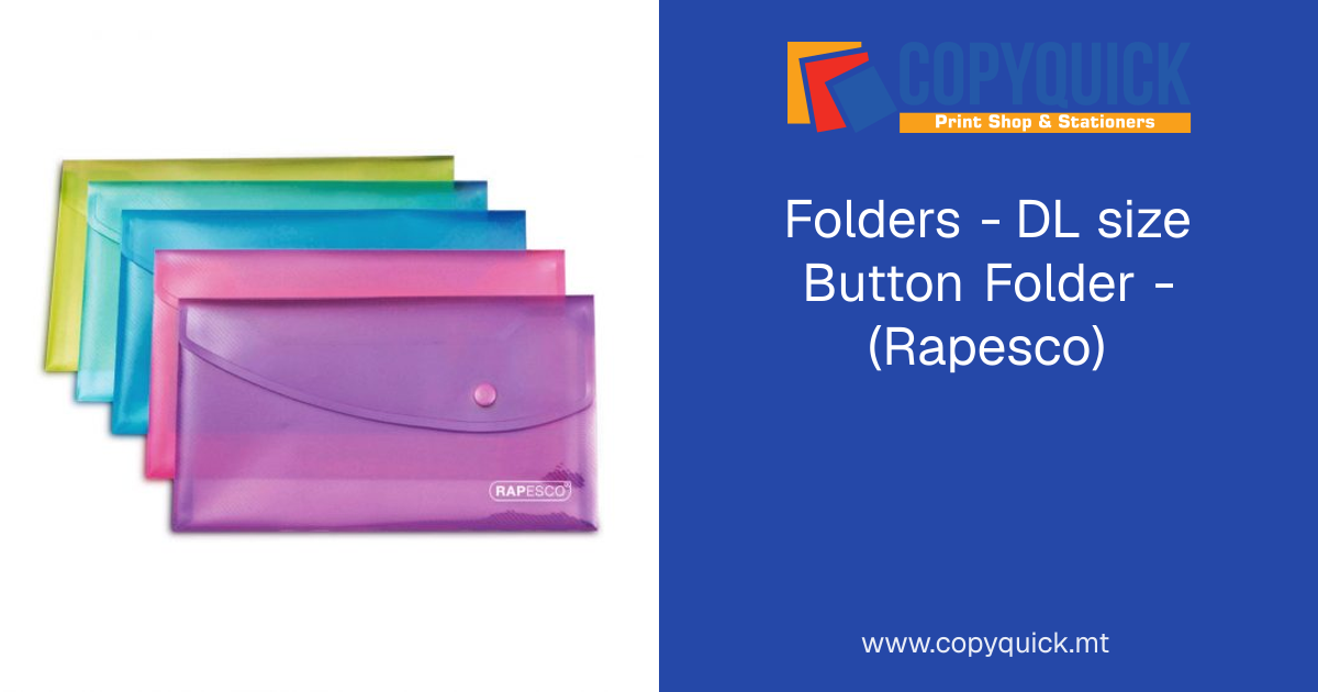 Folders - DL size Button Folder - (Rapesco) | CopyQuick
