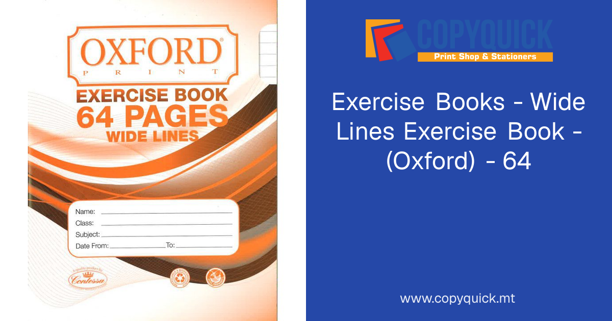 Exercise Books - Wide Lines Exercise Book - (Oxford) - 64 | CopyQuick