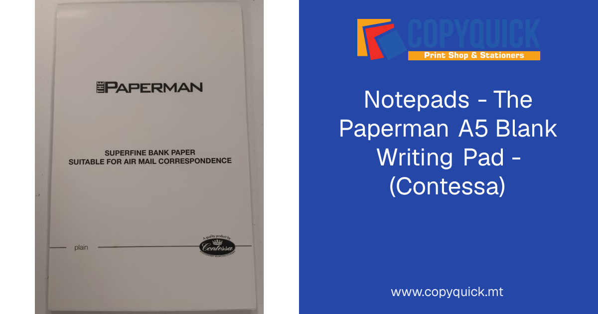 Notepads - The Paperman A5 Blank Writing Pad - (Contessa) | CopyQuick