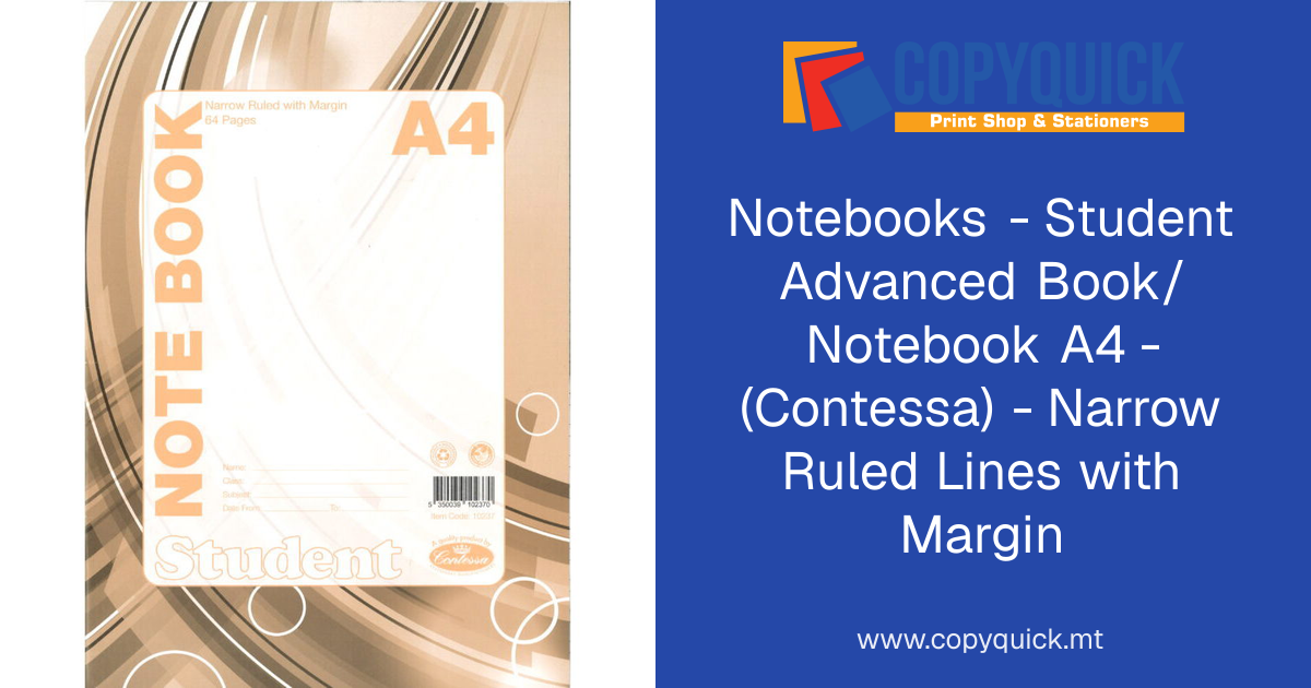 Notebooks - Student Advanced Book/Notebook A4 - (Contessa) - Narrow ...