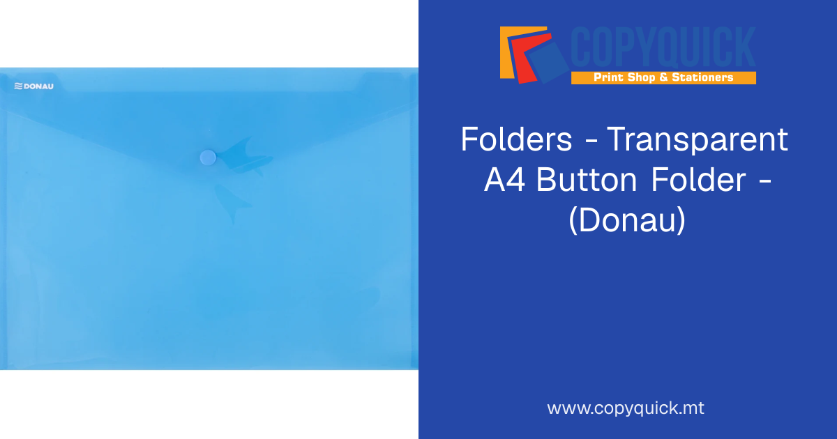 Folders - Transparent A4 Button Folder - (Donau) | CopyQuick