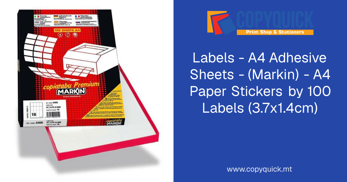 Labels - A4 Adhesive Sheets - (Markin) - A4 Paper Stickers by 100 ...