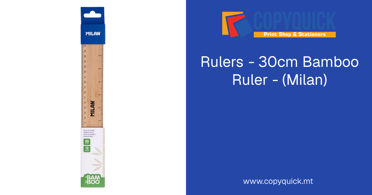 Rulers - 30cm Bamboo Ruler - (Milan) | CopyQuick