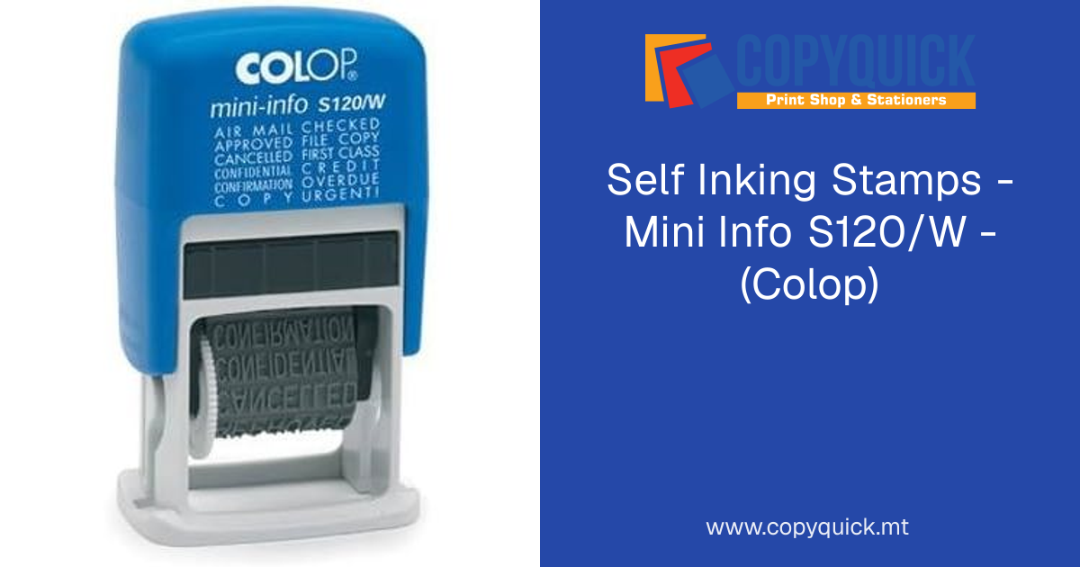 Self Inking Stamps - Mini Info S120/W - (Colop) | CopyQuick