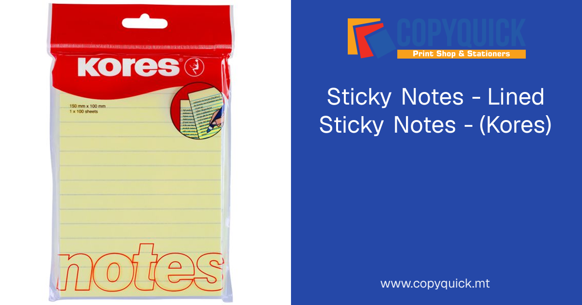 Sticky Notes - Lined Sticky Notes - (Kores) | CopyQuick