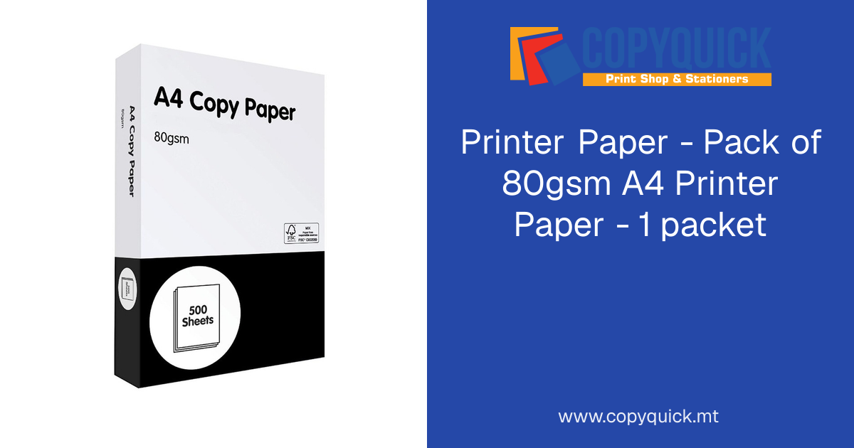 Printer Paper - Pack of 80gsm A4 Printer Paper - 1 packet | CopyQuick