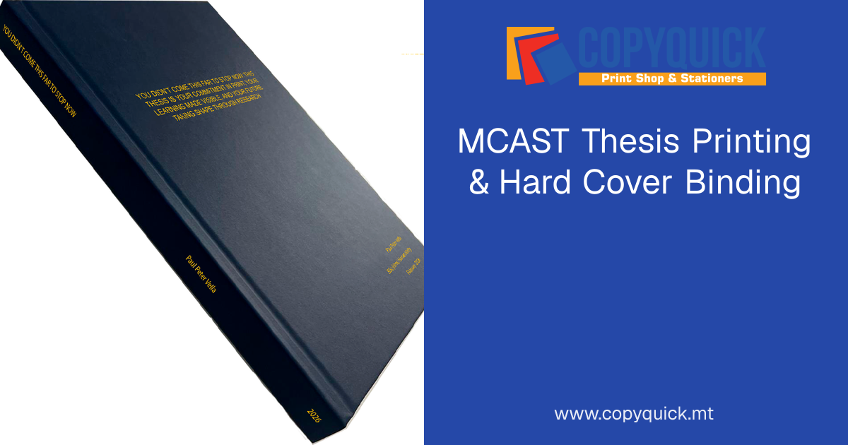 MCAST Thesis Printing & Hard Cover Binding | CopyQuick