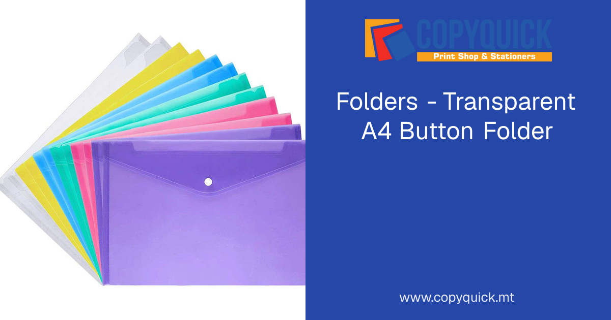 Folders - Transparent A4 Button Folder | CopyQuick