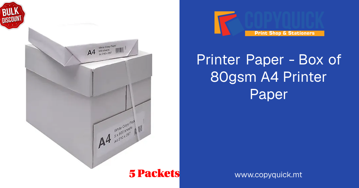 Printer Paper - Box of 80gsm A4 Printer Paper | CopyQuick