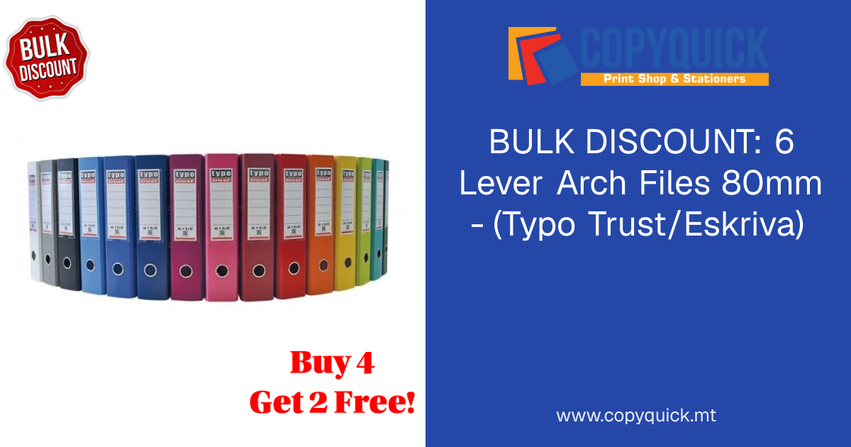 BULK DISCOUNT: 6 Lever Arch Files 80mm - (Falken/Typo Trust/Eskriva ...