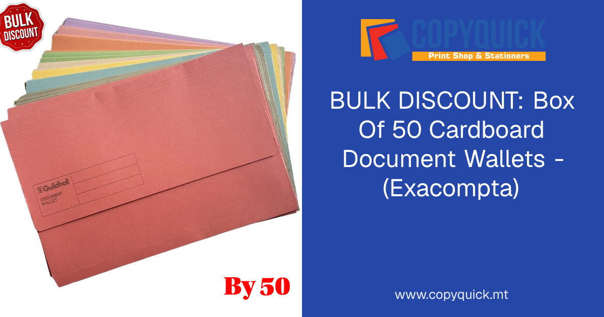 BULK DISCOUNT: Box Of 50 Cardboard Document Wallets - (Exacompta ...