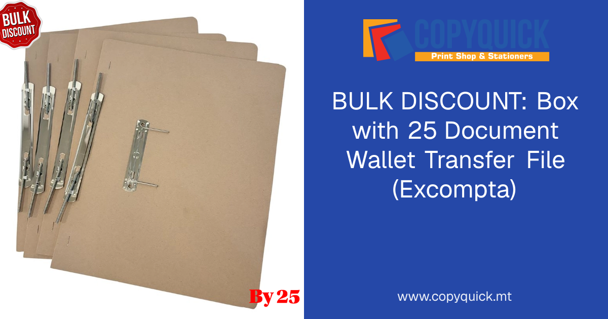 BULK DISCOUNT: Box with 25 Document Wallet Transfer File (Excompta ...