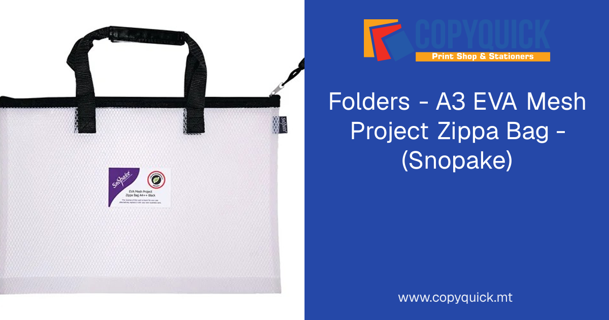Folders - A3 EVA Mesh Project Zippa Bag - (Snopake) | CopyQuick