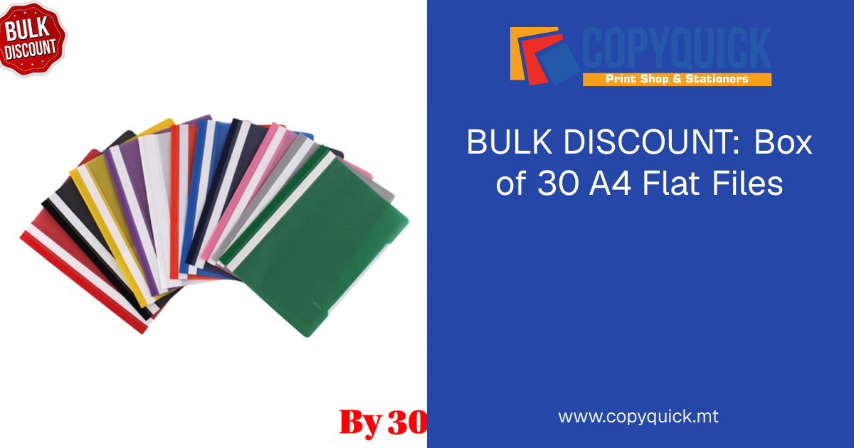 BULK DISCOUNT: Box of 30 A4 Flat Files | CopyQuick